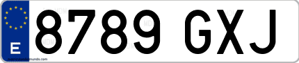 Ejemplo de matrícula de coche ordinaria 8789 GXJ