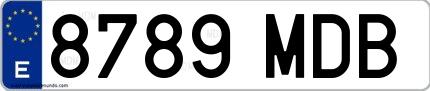 Ejemplo de matrícula española 8789 MDB