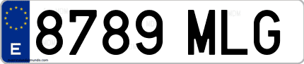 Ejemplo de matrícula de coche ordinaria 8789 MLG