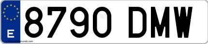 Ejemplo de matrícula española 8790 DMW