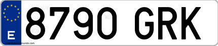 Ejemplo de matrícula de coche ordinaria 8790 GRK