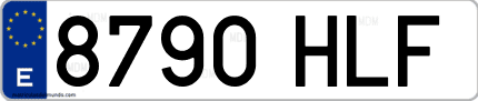 Ejemplo de matrícula de coche ordinaria 8790 HLF