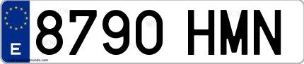 Ejemplo de matrícula española 8790 HMN