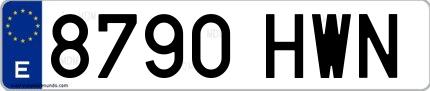 Ejemplo de matrícula española 8790 HWN