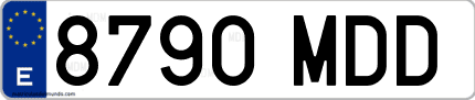 Ejemplo de matrícula de coche ordinaria 8790 MDD