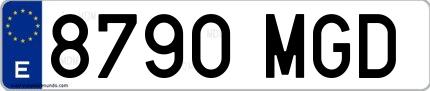 Ejemplo de matrícula española 8790 MGD