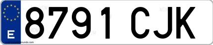 Ejemplo de matrícula española 8791 CJK