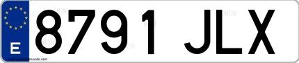 Ejemplo de matrícula española 8791 JLX