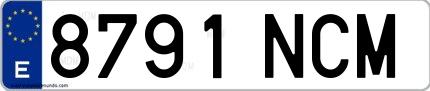 Ejemplo de matrícula española 8791 NCM