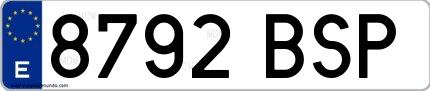 Ejemplo de matrícula española 8792 BSP