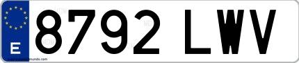 Ejemplo de matrícula española 8792 LWV
