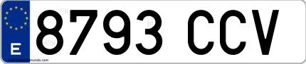 Ejemplo de matrícula española 8793 CCV