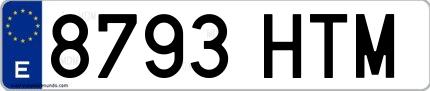 Ejemplo de matrícula española 8793 HTM