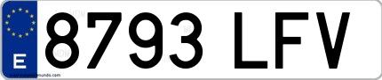 Ejemplo de matrícula española 8793 LFV