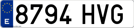 Ejemplo de matrícula de coche ordinaria 8794 HVG