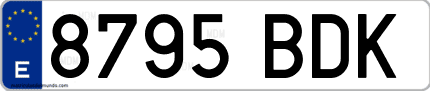 Ejemplo de matrícula de coche ordinaria 8795 BDK