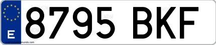 Ejemplo de matrícula española 8795 BKF