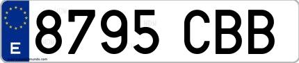 Ejemplo de matrícula española 8795 CBB