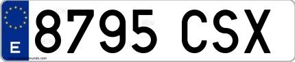 Ejemplo de matrícula española 8795 CSX