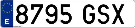 Ejemplo de matrícula española 8795 GSX