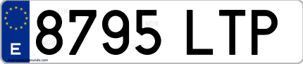 Ejemplo de matrícula de coche ordinaria 8795 LTP