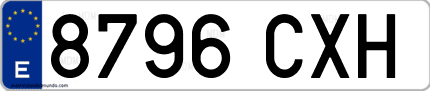 Ejemplo de matrícula de coche ordinaria 8796 CXH
