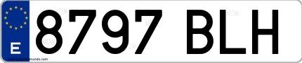 Ejemplo de matrícula española 8797 BLH