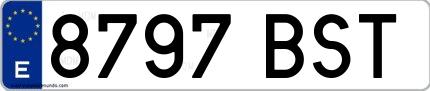 Ejemplo de matrícula española 8797 BST