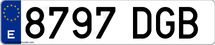 Ejemplo de matrícula de coche ordinaria 8797 DGB