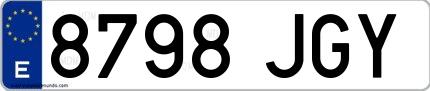 Ejemplo de matrícula española 8798 JGY