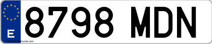 Ejemplo de matrícula de coche ordinaria 8798 MDN