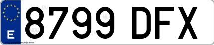 Ejemplo de matrícula española 8799 DFX
