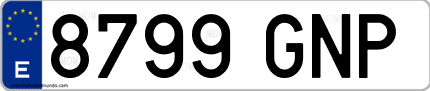 Ejemplo de matrícula de coche ordinaria 8799 GNP