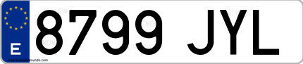 Ejemplo de matrícula de coche ordinaria 8799 JYL