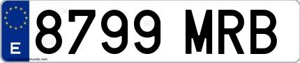 Ejemplo de matrícula de coche ordinaria 8799 MRB