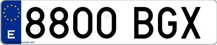 Ejemplo de matrícula española 8800 BGX