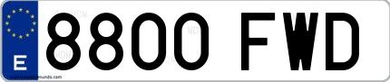 Ejemplo de matrícula española 8800 FWD