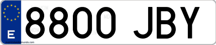 Ejemplo de matrícula de coche ordinaria 8800 JBY