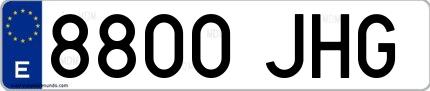 Ejemplo de matrícula española 8800 JHG