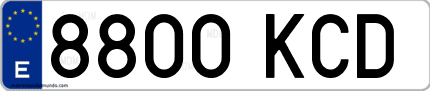 Ejemplo de matrícula de coche ordinaria 8800 KCD