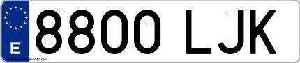 Ejemplo de matrícula de coche ordinaria 8800 LJK