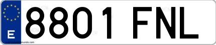 Ejemplo de matrícula española 8801 FNL