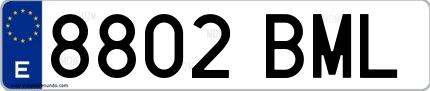 Ejemplo de matrícula española 8802 BML