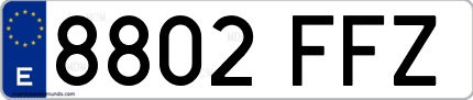 Ejemplo de matrícula de coche ordinaria 8802 FFZ