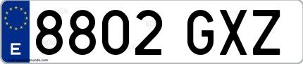 Ejemplo de matrícula española 8802 GXZ