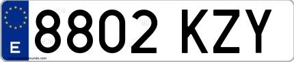 Ejemplo de matrícula española 8802 KZY