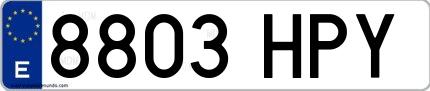 Ejemplo de matrícula española 8803 HPY