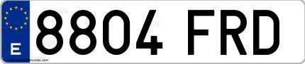 Ejemplo de matrícula española 8804 FRD