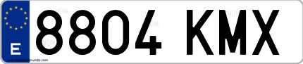 Ejemplo de matrícula de coche ordinaria 8804 KMX