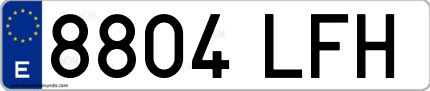 Ejemplo de matrícula de coche ordinaria 8804 LFH